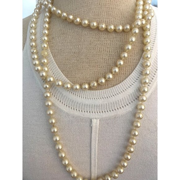 Vintage Opera Length Faux Pearl 35” Necklace Vintage Super Long - Picture 1 of 9